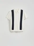 Swetry męskie - Reserved - Sweter polo w paski - biały - miniaturka - grafika 1