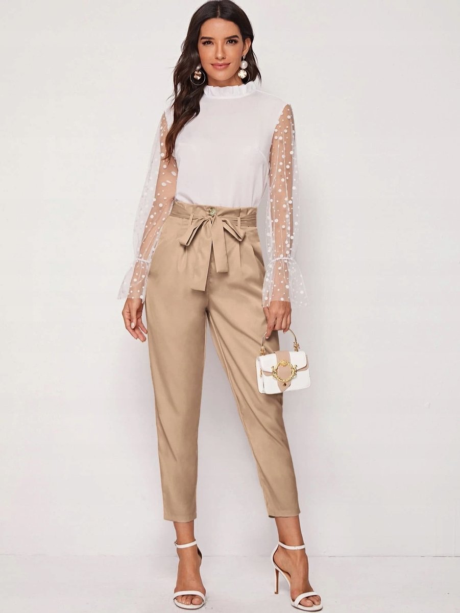 SHEIN BEŻOWE ELEGANCKIE SPODNIE DŁUGIE 38 V2V