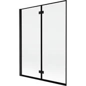 Parawany nawannowe - Mexen Mist parawan nawannowy 2-skrzydłowy lewy 130 x 150 cm, czarna ramka, czarny - 8A9-130-002-70-70-L - miniaturka - grafika 1