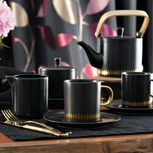 Serwis kawowy porcelanowy 6 os GAJA Black VILLA ITALIA - Serwisy do kawy i herbaty - miniaturka - grafika 1