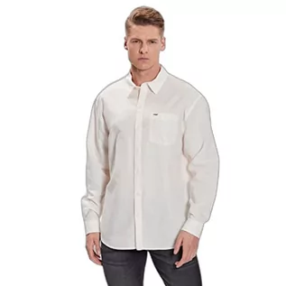 Koszule męskie - Wrangler Koszula męska 1 PKT, biała (Worn White), średnia, Worn White, M - grafika 1