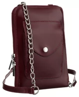 Torebki damskie - Skórzana torebka damska saszetka na suwak modna listonoszka crossbody z łańcuchem, bordowy - miniaturka - grafika 1