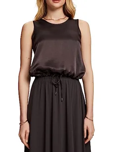 ESPRIT Collection Z recyklingu: satynowy top z mieszanki materiałów, antracytowy, XXL - Koszulki i topy damskie - miniaturka - grafika 1