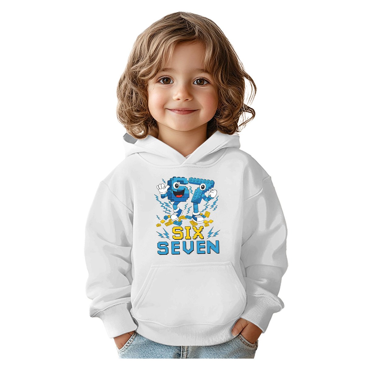 BLUZA DZIECIĘCA Z KAPTUREM 67 SIX SEVEN KLOCKI VIRAL 134-140 PREZENT