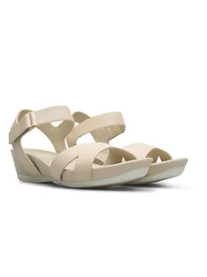 Camper Skórzane sandały w kolorze beżowym na koturnie - Sandały damskie - miniaturka - grafika 1