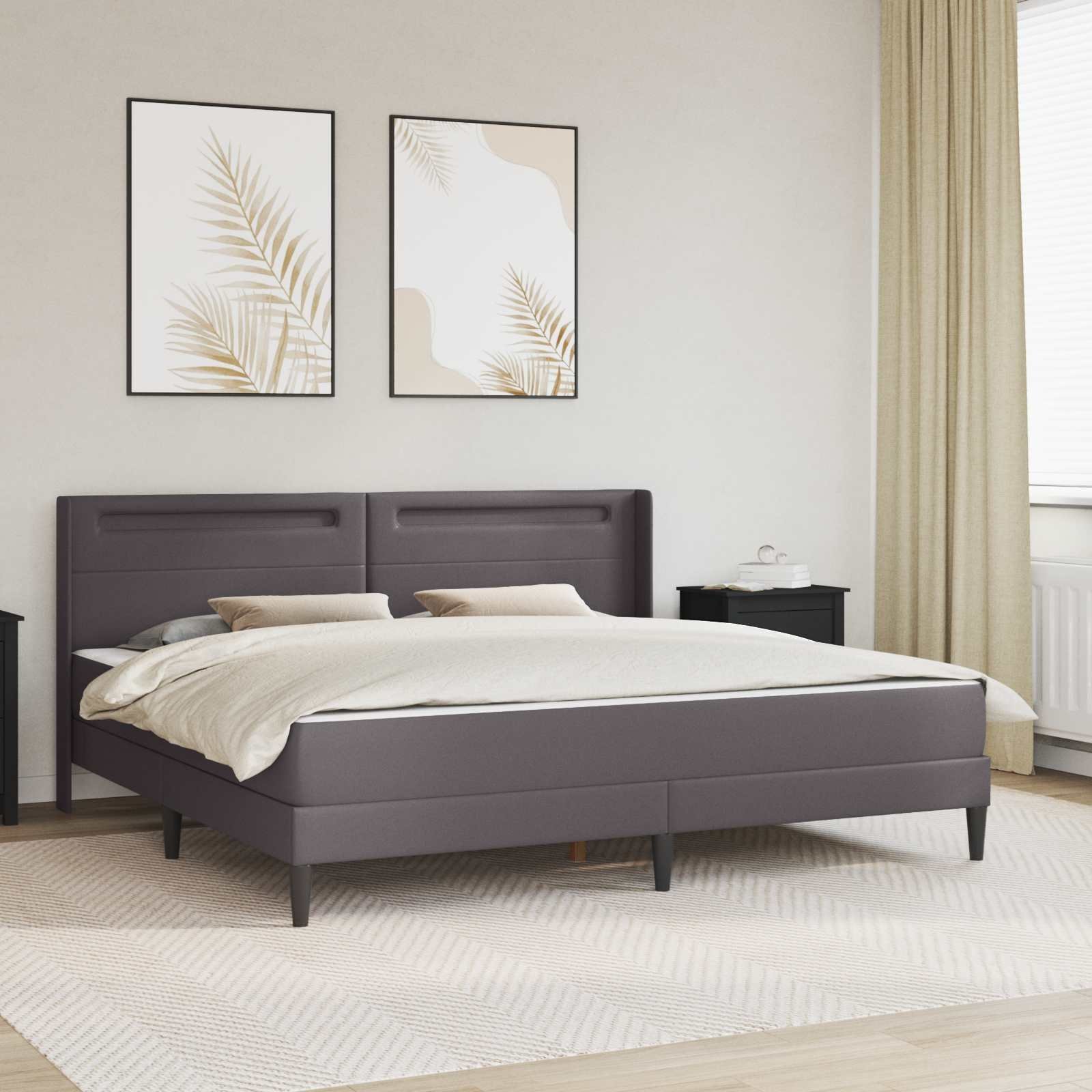 vidaXL vidaXL Rama łóżka z materacem Szary 180 x 200 cm Ekoskóra