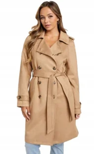 GUESS BEŻOWY PŁASZCZ KLASYCZNY Z PASKIEM I DWURZĘDOWY XL GNA - Płaszcze damskie - miniaturka - grafika 1
