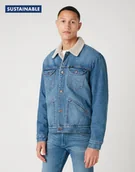 Kurtki męskie - Wrangler 124Mj Sherpa Męska Kurtka Jeansowa Logo 3 Years W4Msug10K-M - miniaturka - grafika 1