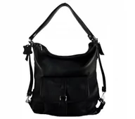 Plecaki worki - ﻿TOREBKA skórzana PLECAK worek SKÓRA NATURAL CZARNA - miniaturka - grafika 1