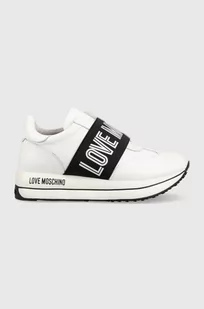 Love Moschino sneakersy skórzane kolor biały - Sneakersy damskie - miniaturka - grafika 1
