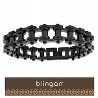 Bransolety męskie - BLINGART Męska bransoletka łańcuch motocyklowy MOTO CHAIN CZARNA STALOWA - miniaturka - grafika 1