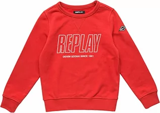 Bluzy dla chłopców - Replay Bluza chłopięca z logo, mieszanka bawełny, czerwona (Geranium Red 559), 8 lat, 559 Geranium Red, 8 Lat - grafika 1