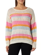 Swetry damskie - SIDONA Damski sweter z dzianiny 15426480-SI01, wełniany biały różowy pomarańczowy, XS/S, Wełna biała, różowa, pomarańczowa, XS-S - miniaturka - grafika 1