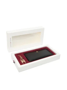 Tommy Hilfiger Zestaw portfel i brelok Lgr Za + Charm AW0AW18040 Czarny - Portfele - miniaturka - grafika 1