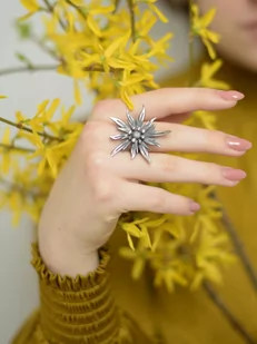 Szarotka duża - pierścionek srebrny regulowany - Pierścionki - miniaturka - grafika 1