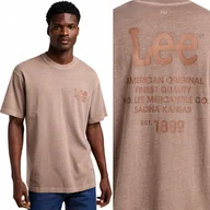 Koszulki męskie - Lee LOGO LOOSE TEE BARDZO LUŹNY BEŻOWY BAWEŁNIANY T-SHIRT KOSZULKA LOGO M - miniaturka - grafika 1