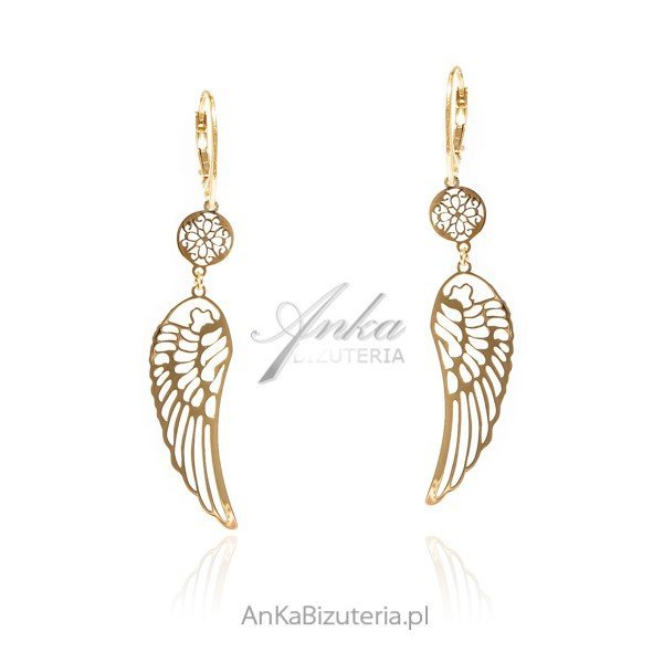 ankabizuteria.pl Srebrne kolczyki pozłacane SKRZYDŁA duże