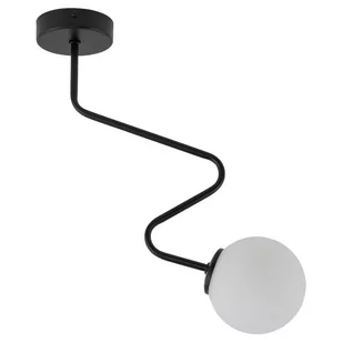 Sigma czarno-biała lampa sufitowa z okrągłym kloszem ZIGZAG 1 33292 pojedyncza lampa na sufit klosz szklana kula 33292 - Lampy sufitowe - miniaturka - grafika 1