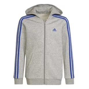 Bluza adidas Essentials 3-Stripes Hoodie HN1915 - szara - Adidas - Bluzy sportowe damskie - miniaturka - grafika 1