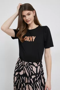 Koszulki sportowe damskie - Dkny t-shirt damski kolor czarny - DKNY - grafika 1