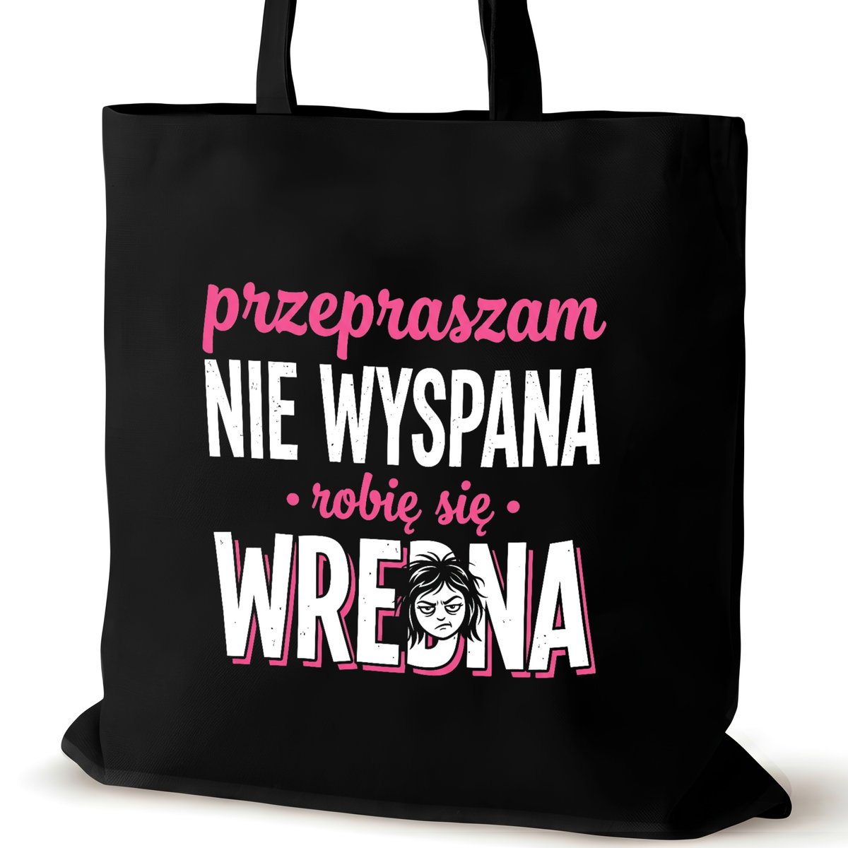 Torba bawełniana czarna dla VIRAL na ramię nadrukiem duża biura śmieszna
