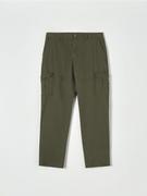 Spodnie męskie - Sinsay - Spodnie straight cargo - zielony - miniaturka - grafika 1