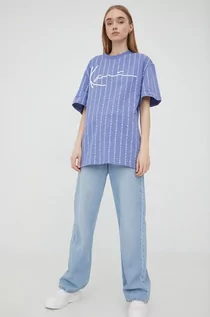 Koszulki i topy damskie - Karl Lagerfeld Kani t-shirt bawełniany kolor fioletowy - grafika 1