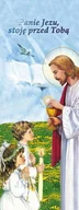 Ikony i obrazy sakralne - Baner na I Komunię Świętą "Panie Jezu stoję przed Tobą" 75x200 cm - miniaturka - grafika 1