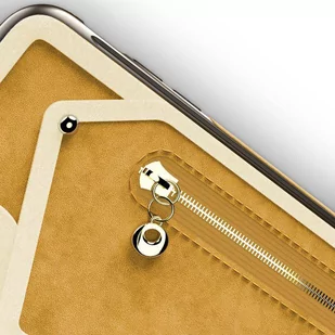 Zizo Nebula Wallet Case Skórzane etui iPhone X z kieszeniami na karty + saszetka na zamek + szkło 9H na ekran (Light Brown/Brown) - Etui i futerały do telefonów - miniaturka - grafika 4