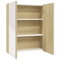 Szafki łazienkowe - vidaXL vidaXL Szafka łazienkowa z lustrem 60x15x75 cm MDF biel i dąb 8720286391563 - miniaturka - grafika 1