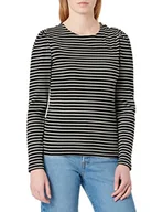 Koszulki i topy damskie - Vila Damska koszulka z długim rękawem Vibalu Puff L/S Rib Top-Noos, Czarne/paski: optical Snow, XS - miniaturka - grafika 1