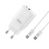 Ładowarki do telefonów - XO ładowarka sieciowa CE16 PD 45W 1x USB-C 1x USB biała + kabel USB-C - USB-C - miniaturka - grafika 1