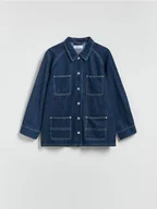 Kurtki damskie - Reserved - Jeansowa kurtka z kieszeniami - granatowy - miniaturka - grafika 1