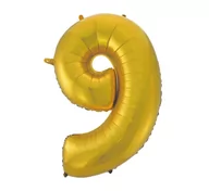Balony i akcesoria - GoDan Balon foliowy cyfra 9 45&quot; złoty mat HS-C45ZM9 - miniaturka - grafika 1