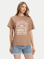 Koszulki i topy damskie - Roxy T-Shirt ERJZT05912 Brązowy Regular Fit - miniaturka - grafika 1