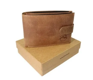 Portfel Męski Skórzany EL FORREST Mały Skóra Bydlęca Poziomy Z Zapinką Jedno Skrzydełko 851 08 RFID BRĄZOWY 11 x 8 x 2 [cm] - Portfele - miniaturka - grafika 1