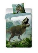 Pościel dla dzieci - Faro Pościel bawełniana 140x200 Dinozaur t rex 002 zielona poszewka 70x90 - miniaturka - grafika 1