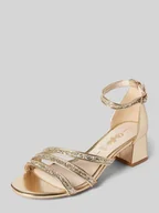 Sandały damskie - Sandały z obszyciem ozdobnymi kamieniami - miniaturka - grafika 1