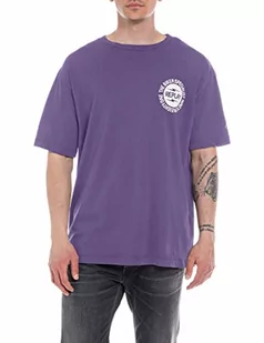 Replay T-shirt męski z krótkim rękawem z nadrukiem, 074 Fioletowy, M - Koszulki męskie - miniaturka - grafika 1