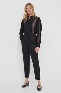 Sisley spodnie damskie kolor czarny fason cygaretki high waist - Spodnie damskie - miniaturka - grafika 1