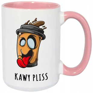 Kubek MEGA DUŻY RÓŻOWY KAWY PLISS Śmieszny Prezent WIELE WZORÓW - Kubki - miniaturka - grafika 1
