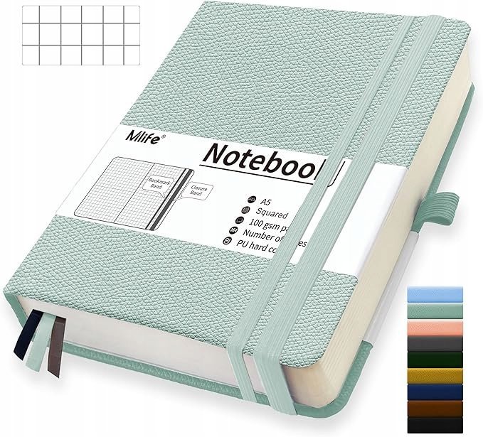 ZESZYT A5 NOTATNIK W KROPKI 360 STRON 100 G/M² TWARDY 360 kartek MIĘTOWY