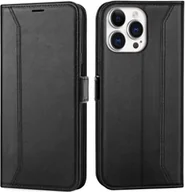 Etui i futerały do telefonów - Etui na telefon komórkowy iPhone 15 Pro Max Flip Case składane etui ochronne, czarne - miniaturka - grafika 1