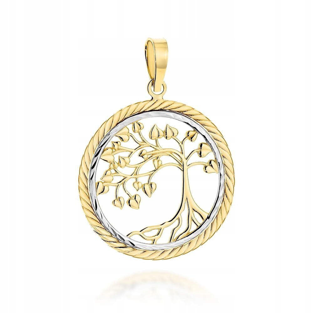 Złota zawieszka ring 585 drzewko SZCZĘŚCIA w dwóch kolorach złota 1.8g