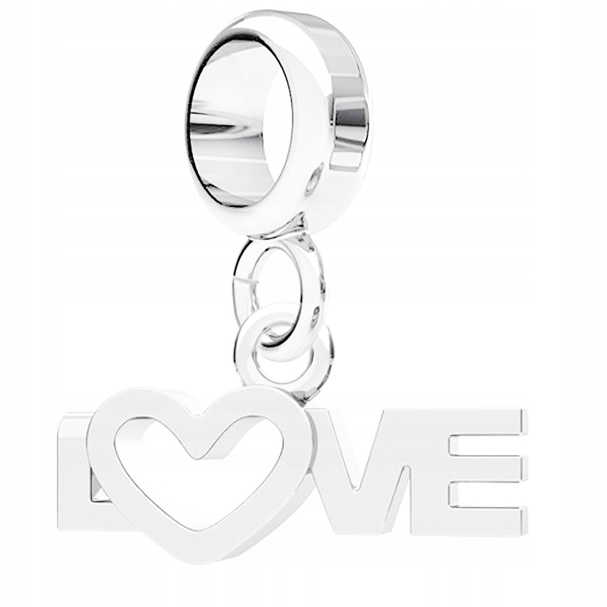 Charms Srebrny Love Miłość Serce z Sercem Serduszkiem Love Heart SREBRO 925