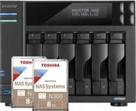 Serwery plików NAS i macierze dyskowe - Serwer plików Asustor LOCKERSTOR 6 AS6706T 6-bay, Intel Celeron N5105 Czterordzeniowy 2.0GHz, 8GB RAM DDR4. 4x M.2 PCIe NVMe, 2x 2.5 GbE. 2x USB 3.2. HDMI 2.0b, 1x PCIe + 2x 8TB HDWG480UZSVA - miniaturka - grafika 1