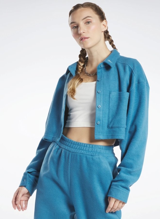 Reebok Bluza Damska Koszulowa Niebieska Na Guziki L 0Axa3* L 0_X Tła