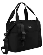 Torebki damskie - PETERSON Duża torebka damska na ramię lub do ręki czarna lekka i pojemna mieści a4 kieszonki uchwyt na walizkę szeroki odpinany pasek - miniaturka - grafika 1