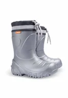 Buty dla dziewczynek - Kalosze dziecięce ocieplane szary-metalik - miniaturka - grafika 1