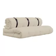 Sofy i kanapy - Sofa rozkładana ze skórzanym paskiem Karup Design Buckle Up Beige - miniaturka - grafika 1